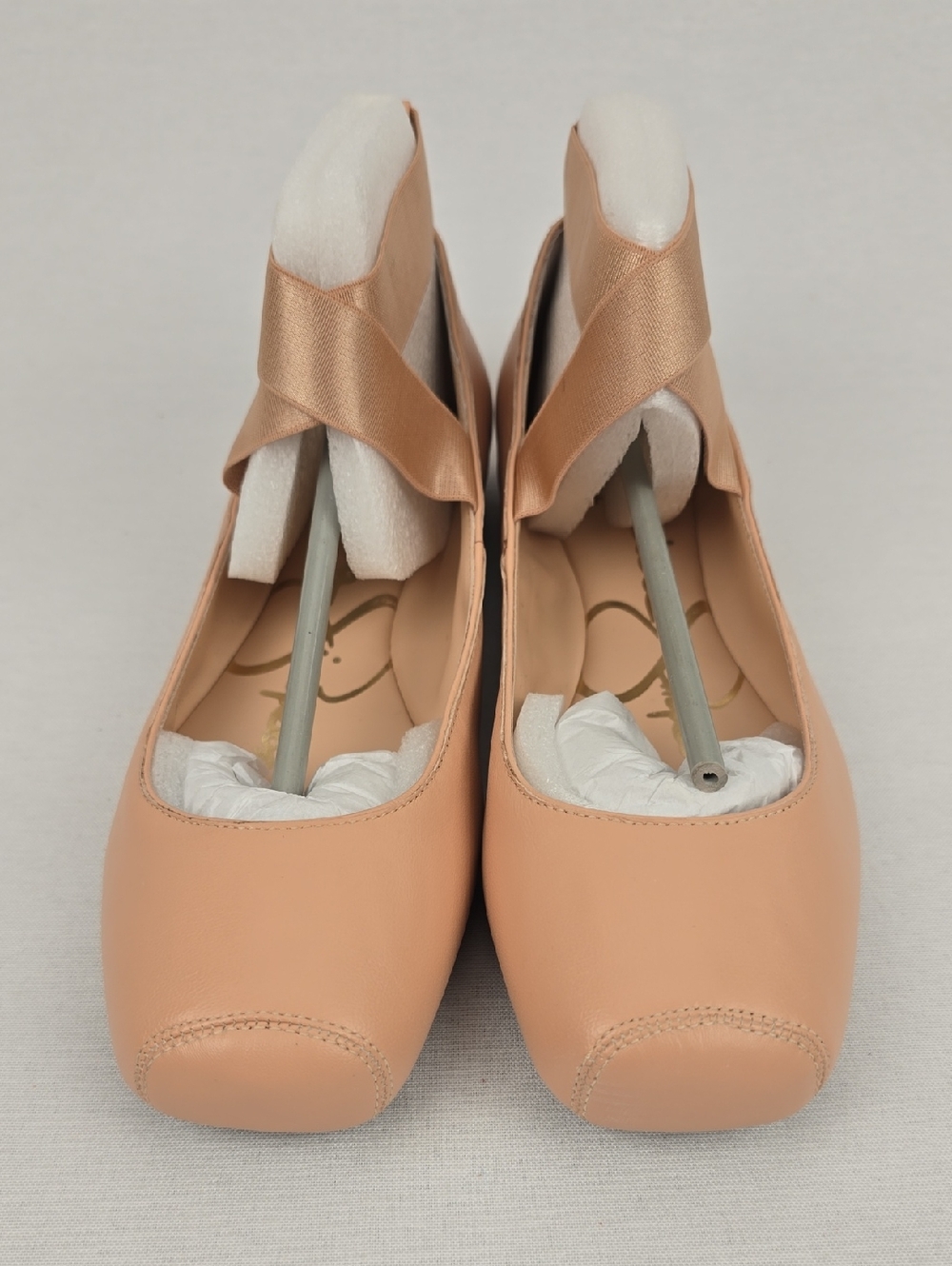 Jessica Simpson Peep-Toe Cross-Strap Flats in Nude Blush